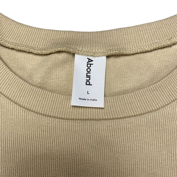 ABOUND Women's Mini Raincheck Dress Beige Cream Ribbed  Short Sleeve - Large - Picture 9 of 14